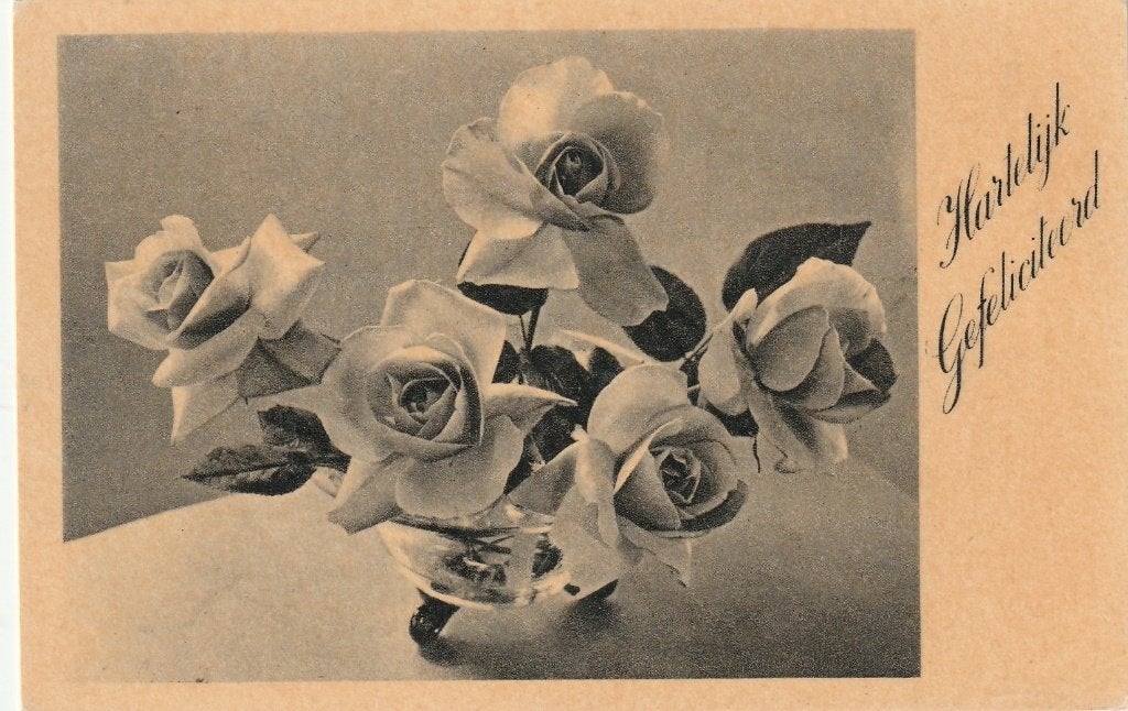 BLOEM ROOS ROZEN JAREN 30 ZEER MOOIE OUDE KAART KO752, Ophalen of Verzenden, 1920 tot 1940, Ongelopen, Overige thema's