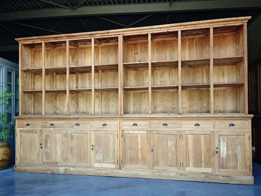 Giganitsche teakhouten winkelkast | Boekenkast 410cm! #3754, Huis en Inrichting, Niet ingevuld, Glas, Met deur(en), 200 cm of meer