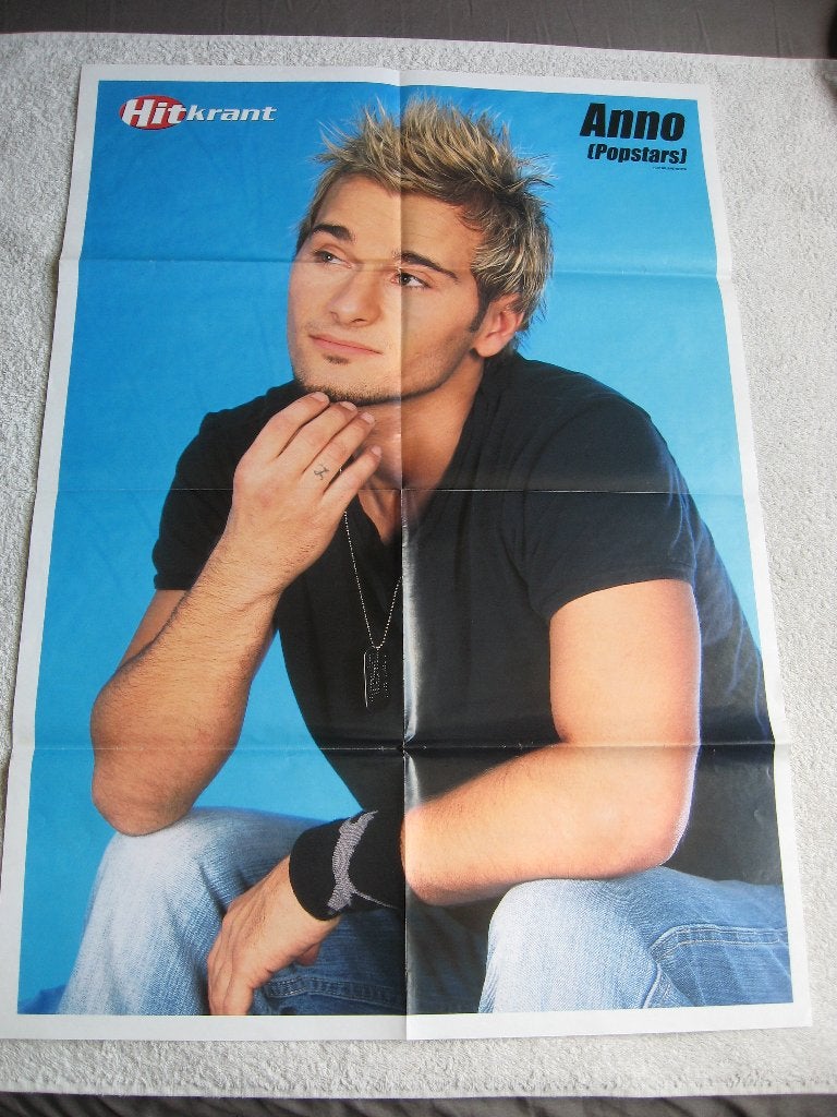 Poster Arno (Popstars) uit een Hitkrant jaren 2003-2009, Ophalen of Verzenden, A1 t/m A3, Rechthoekig Staand, Film en Tv