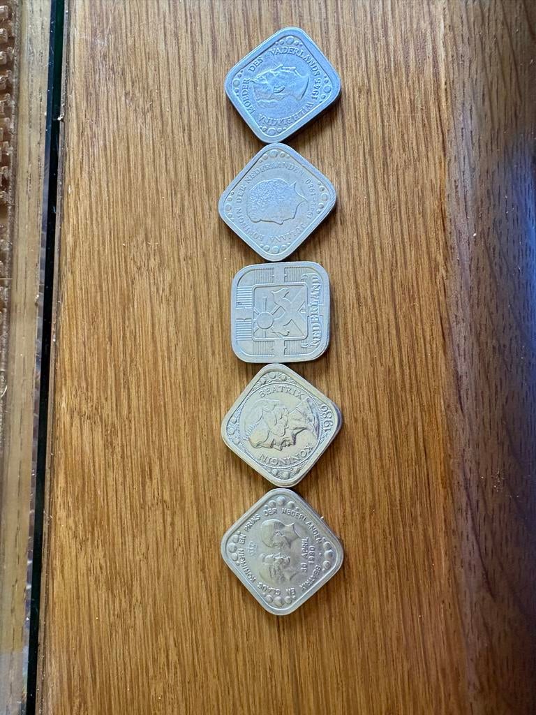 Set van 5 Nederlandse vierkante stuivers, Postzegels en Munten, Munten | Nederland, Ophalen, Koningin Wilhelmina, 5 cent, Setje