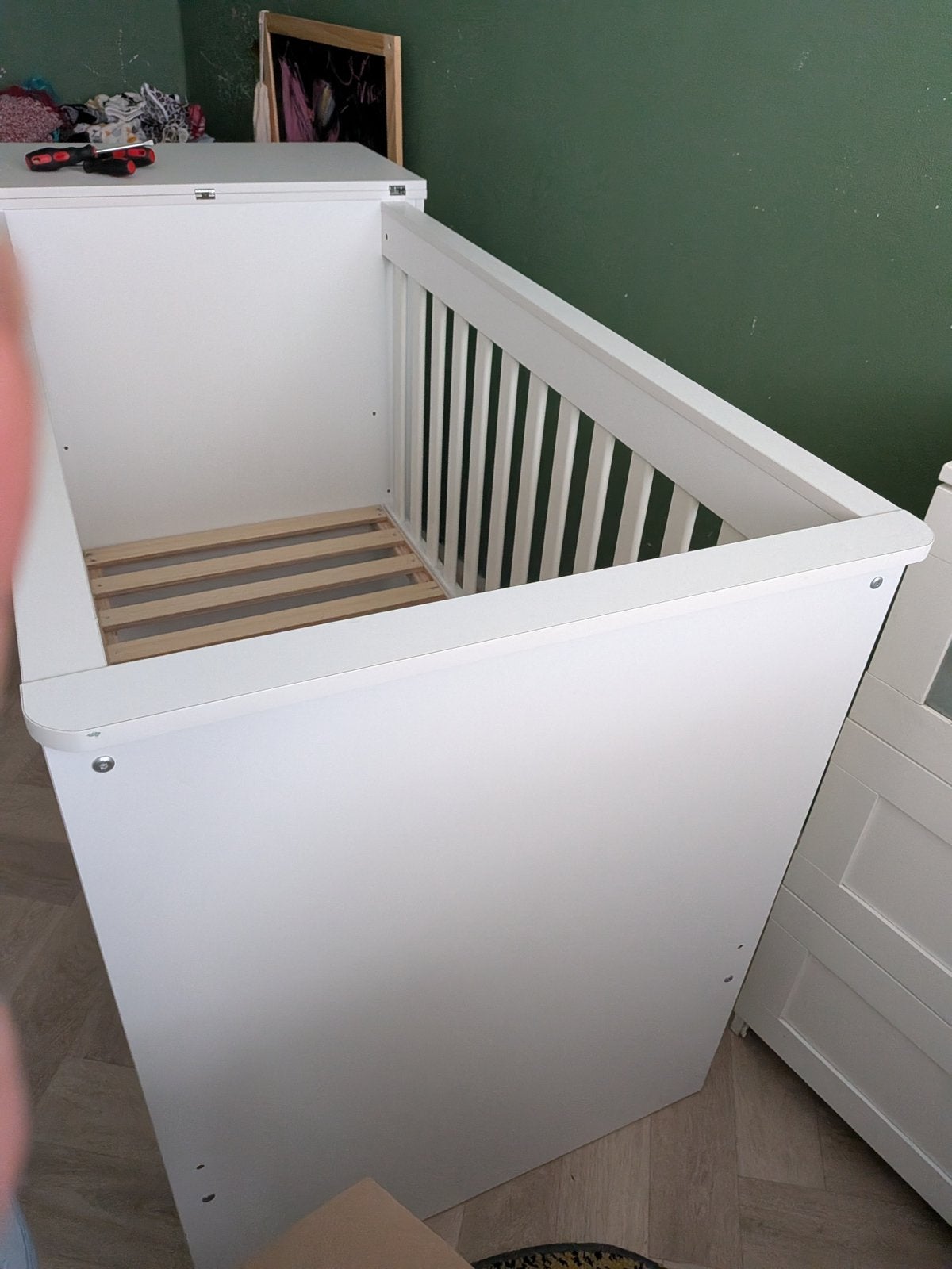 Born Lucky Combi Ledikant Memphis Wit - 3-in-1 Babybed, Ophalen, Gebruikt, 70 tot 85 cm, Matras