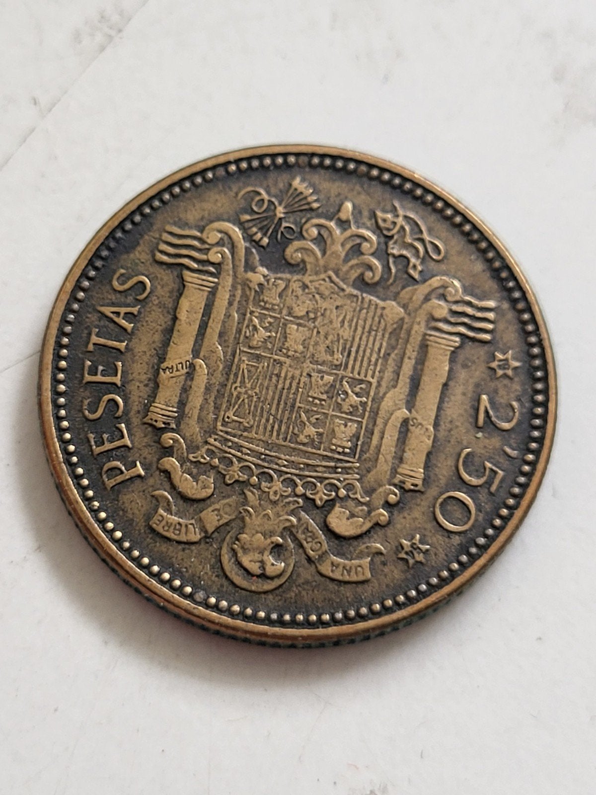 Munt Spanje 2,50 Pesetas 1953 Francisco Franco met 1954, Ophalen of Verzenden, Overige landen, Losse munt