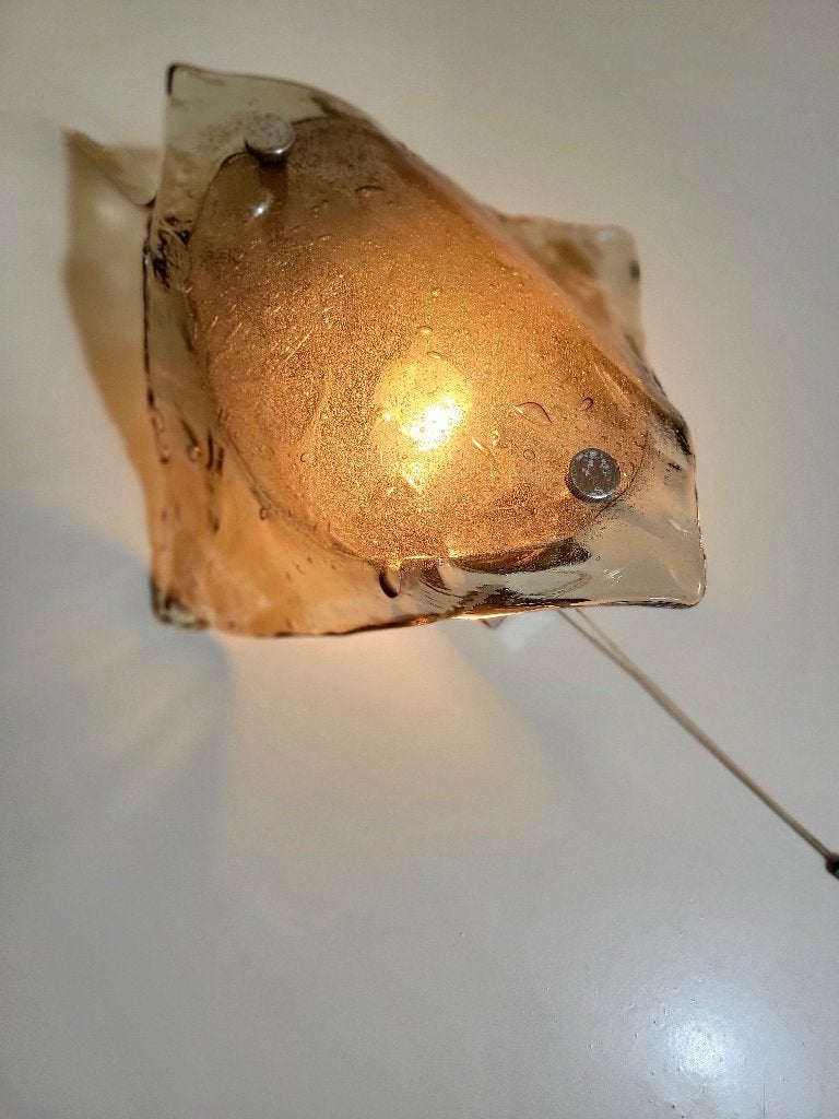 Vintage Murano glazen wandlamp van Kalmar 1970, Gebruikt, Meerkleurig, Ophalen of Verzenden, Glas