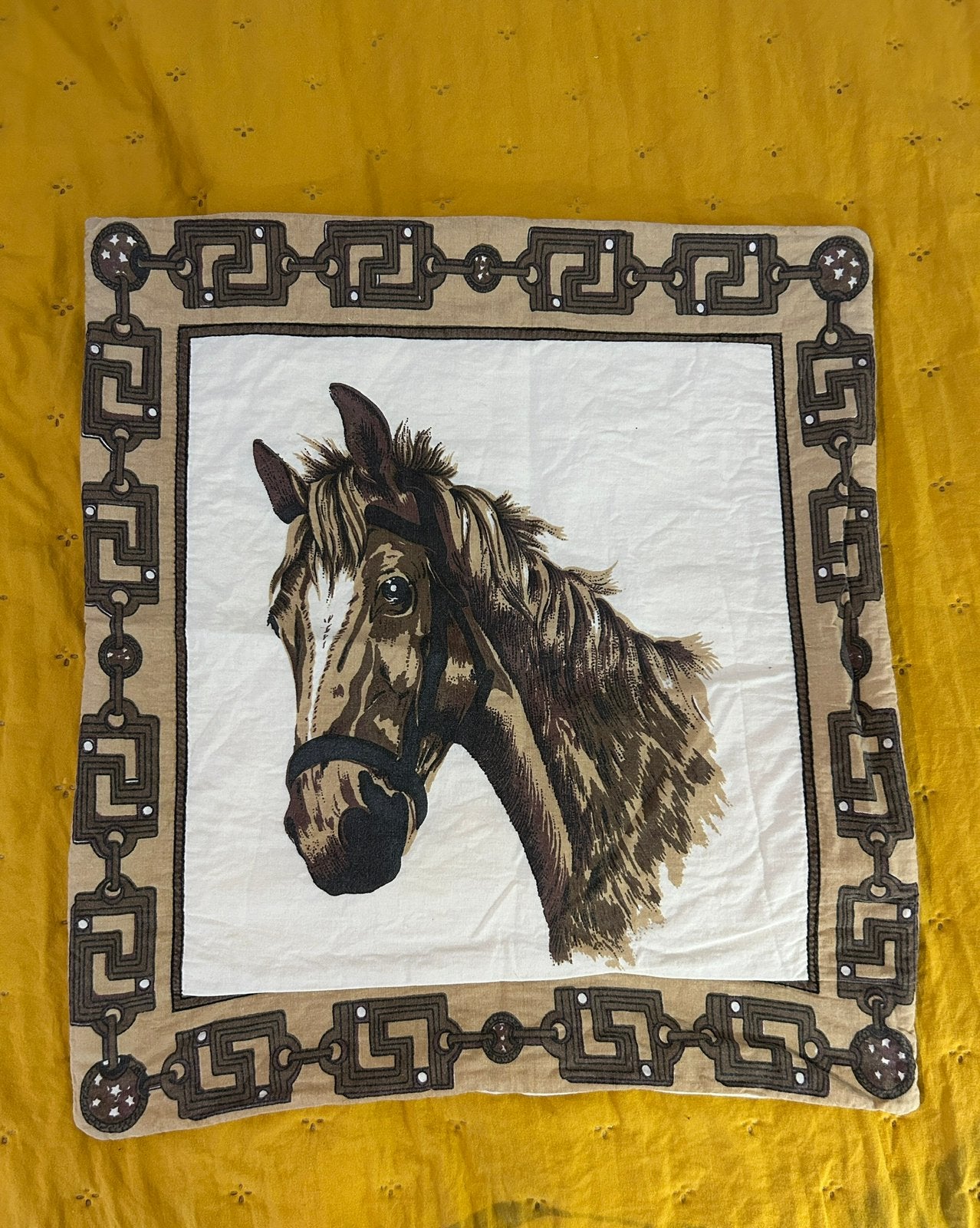 Quilt paneel paard/kussenhoes, Gebruikt, Bruin, Ophalen of Verzenden, 30 tot 120 cm