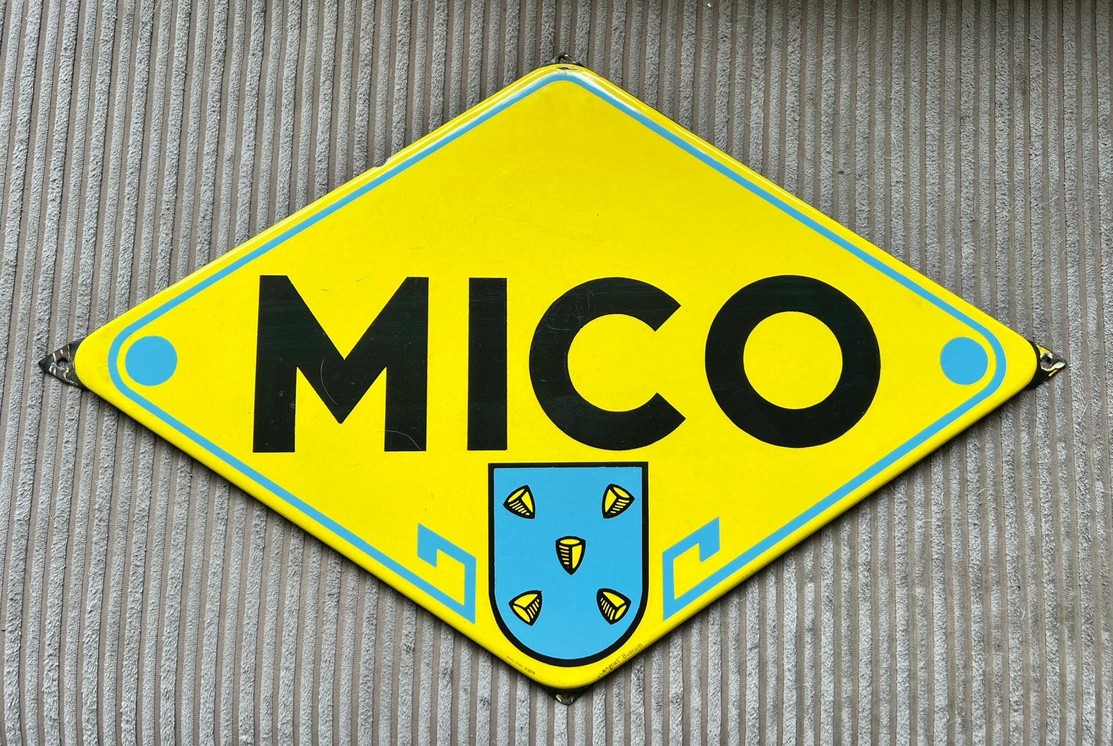 OUD MOOI EMAILLE BORD “ MICO” ondernemingsverening Bussum, Ophalen of Verzenden, Zo goed als nieuw, Reclamebord