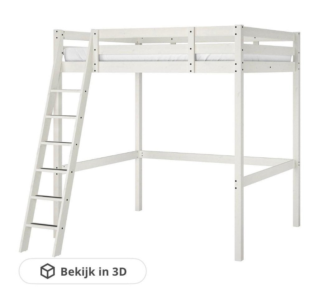 Ikea Storå hoogslaper, kleur wit, Huis en Inrichting, Slaapkamer | Stapelbedden en Hoogslapers, Ophalen, Gebruikt, Hoogslaper