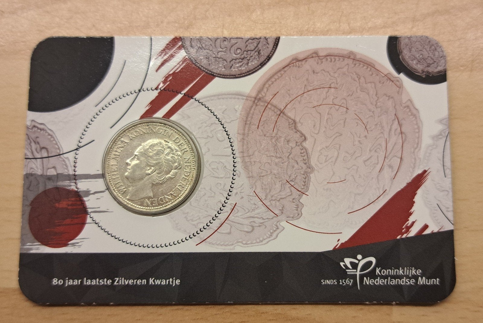 80 jaar laarste zilveren kwartje, Ophalen of Verzenden, Koningin Wilhelmina, 25 cent