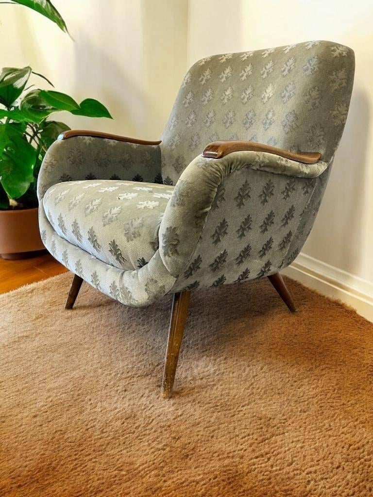 Vintage lichtblauwe  cocktailstoel / fauteuil / eenzit, Ophalen
