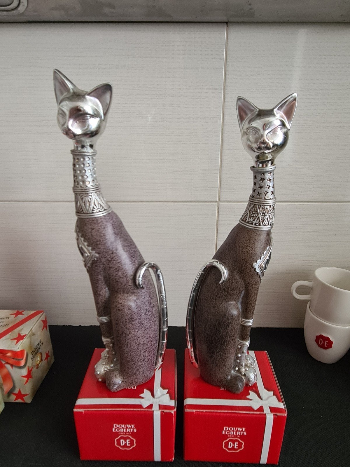 Decoratieve Katten Beelden - 28cm Hoog, Ophalen of Verzenden, Zoogdier, 20 - 50 cm, Overige materialen
