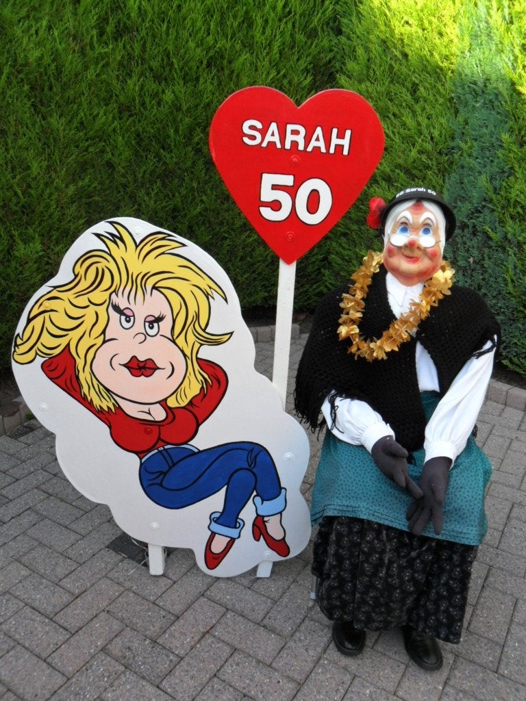 Sarah 50 verjaardag moderne tuinversiering set 3 deel., Ophalen, Zo goed als nieuw, Abraham of Sarah