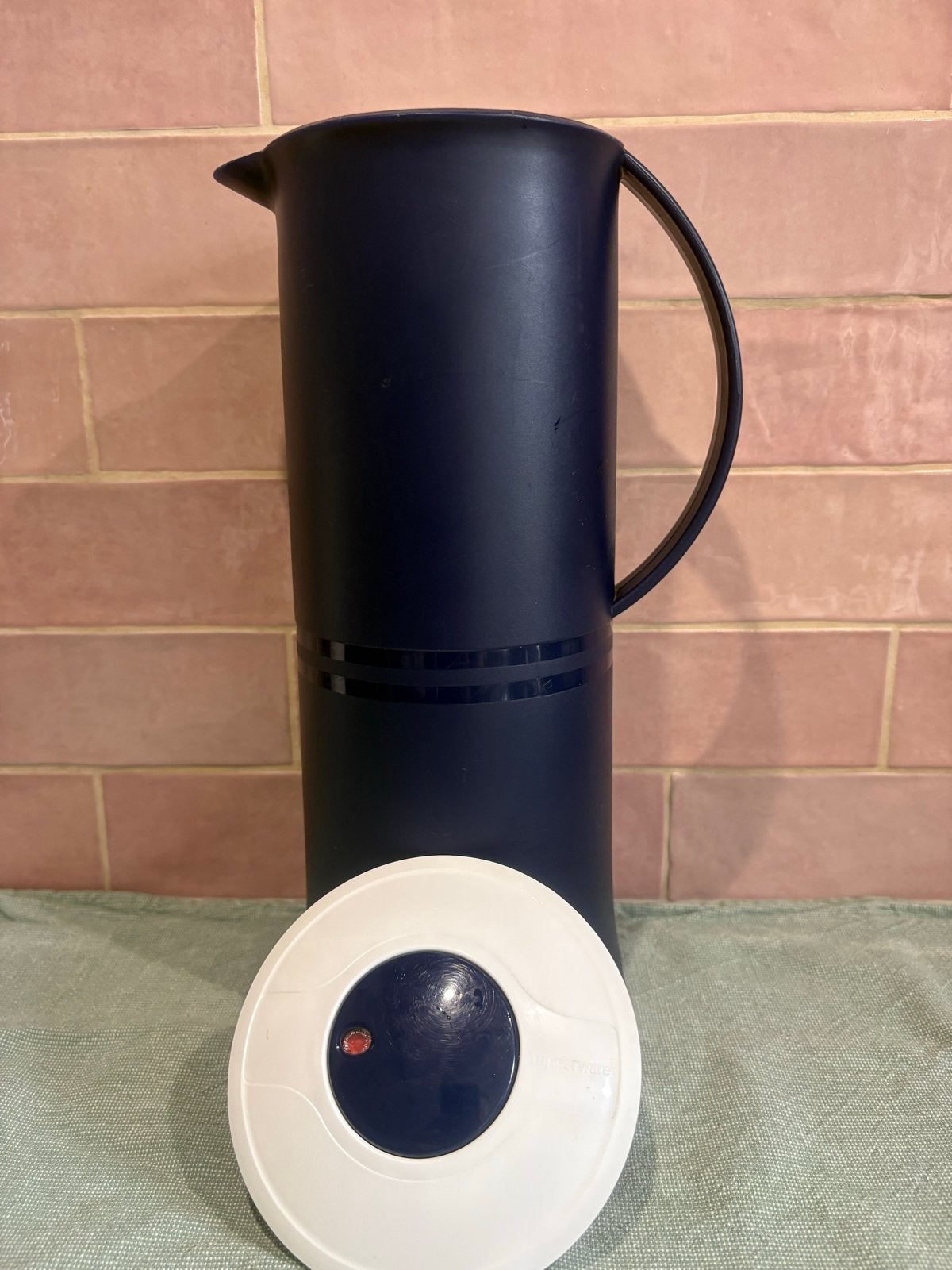 Tupperware Thermoskan Blauw -1 liter, Gebruikt, Blauw, Beker of Kan, Ophalen of Verzenden