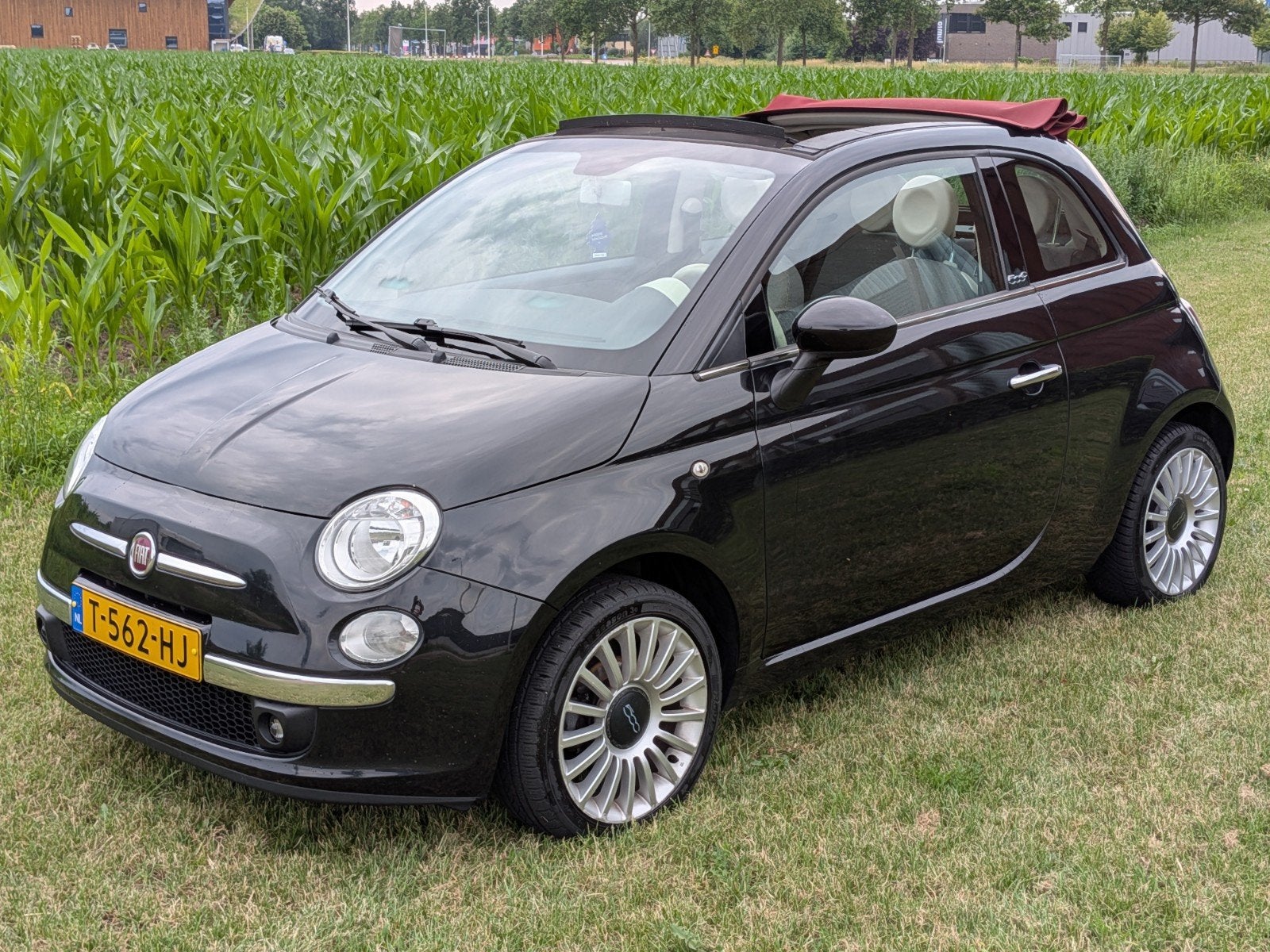 Fiat 500 1.2 C 2013 Zwart, 4 cilinders, Leder en Stof, Zwart, Handgeschakeld