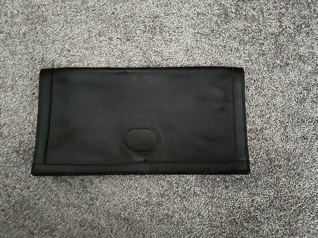 Vintage zwart leren enveloppetas, jaren 80- 35/19 cm, Ophalen of Verzenden, Gebruikt, Zwart, Handtas