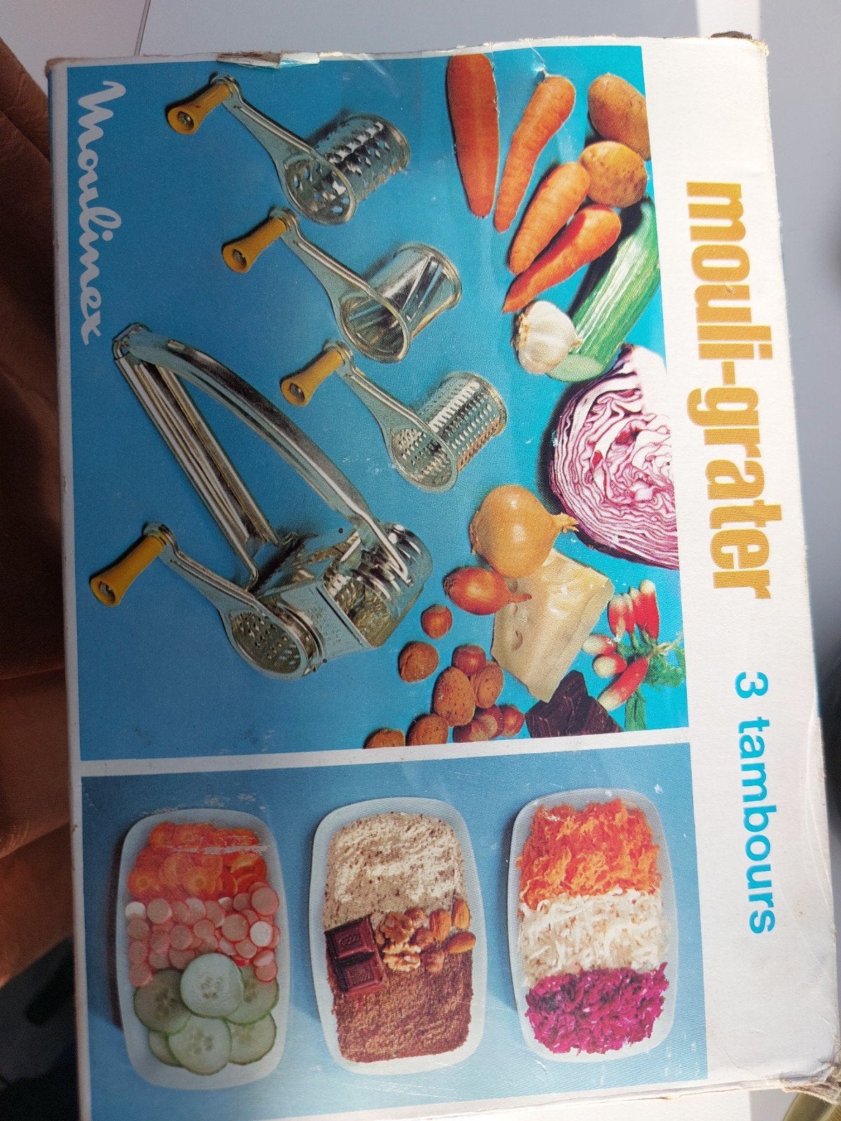 Moulinex Mouli-Grater met 3 trommels, Zilver, Ophalen of Verzenden, Metaal, Overige typen