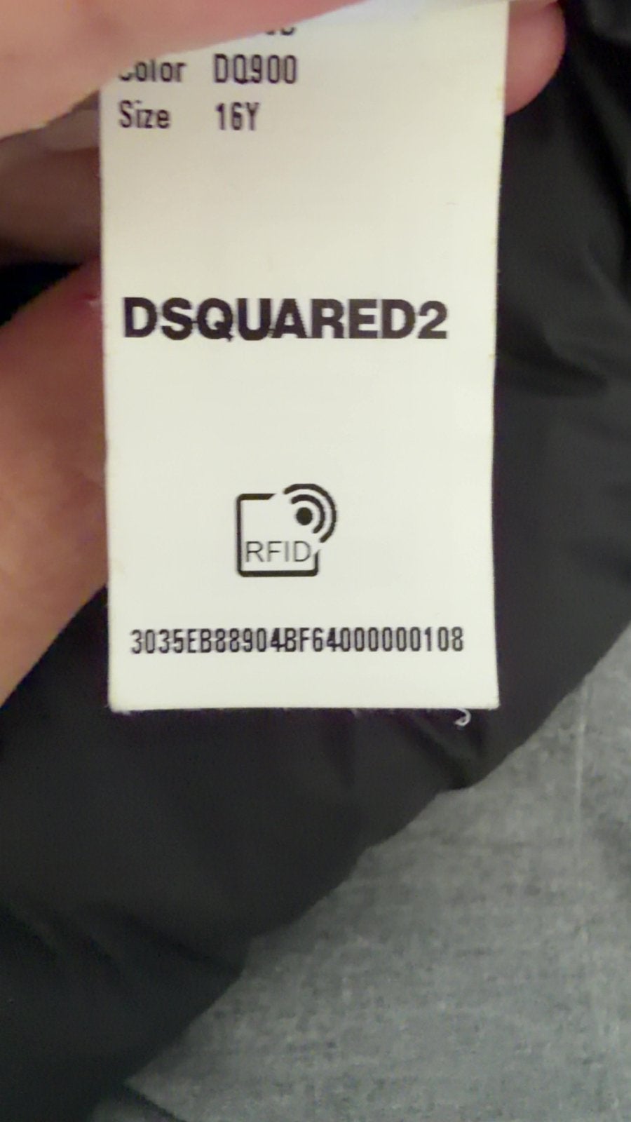 Dsquared2 Zwarte Puffer Jas Maat 16Y, Ophalen, Zo goed als nieuw