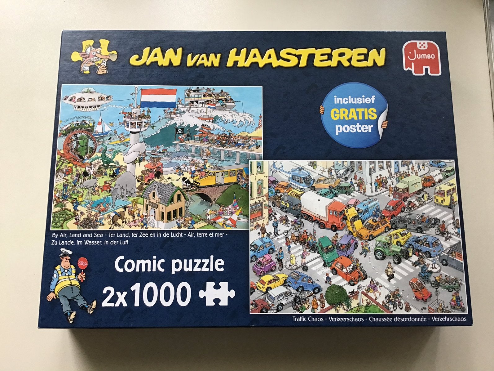Jan van Haasteren puzzel. 2X duizend stukjes., Ophalen, 500 t/m 1500 stukjes, Zo goed als nieuw
