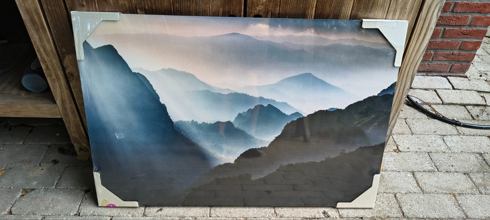 Landschap print met houten ophangframe - 90x60cm, Ophalen, 50 – 75, Nieuw, Print