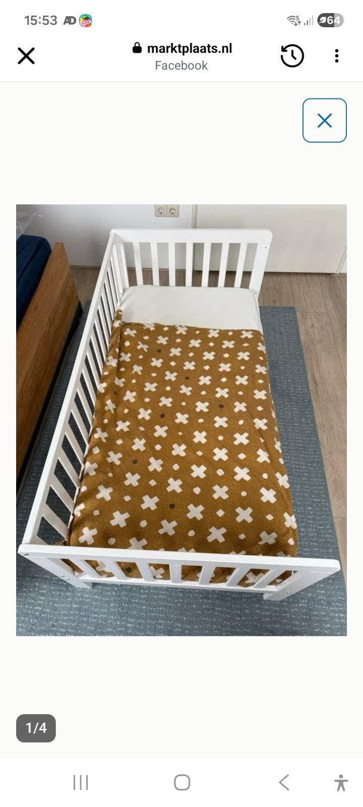 Wit kinderbed 70x140 met lattenbodem (beschadigd), Gebruikt, 70 tot 85 cm, Lattenbodem, 140 tot 160 cm