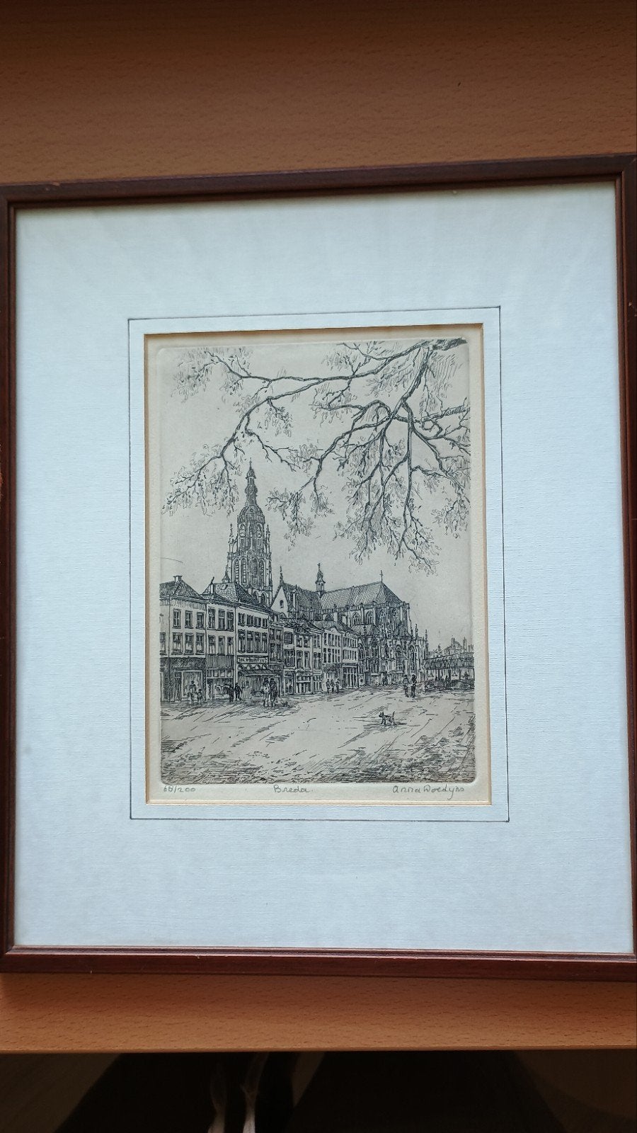 Originele ets.  Afbeelding Breda., Antiek en Kunst, Kunst | Etsen en Gravures, Ophalen of Verzenden