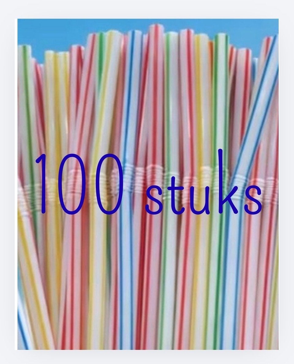 100 Buigzame Rietjes - Meerkleurig, Overige typen, Kunststof, Nieuw, Ophalen of Verzenden