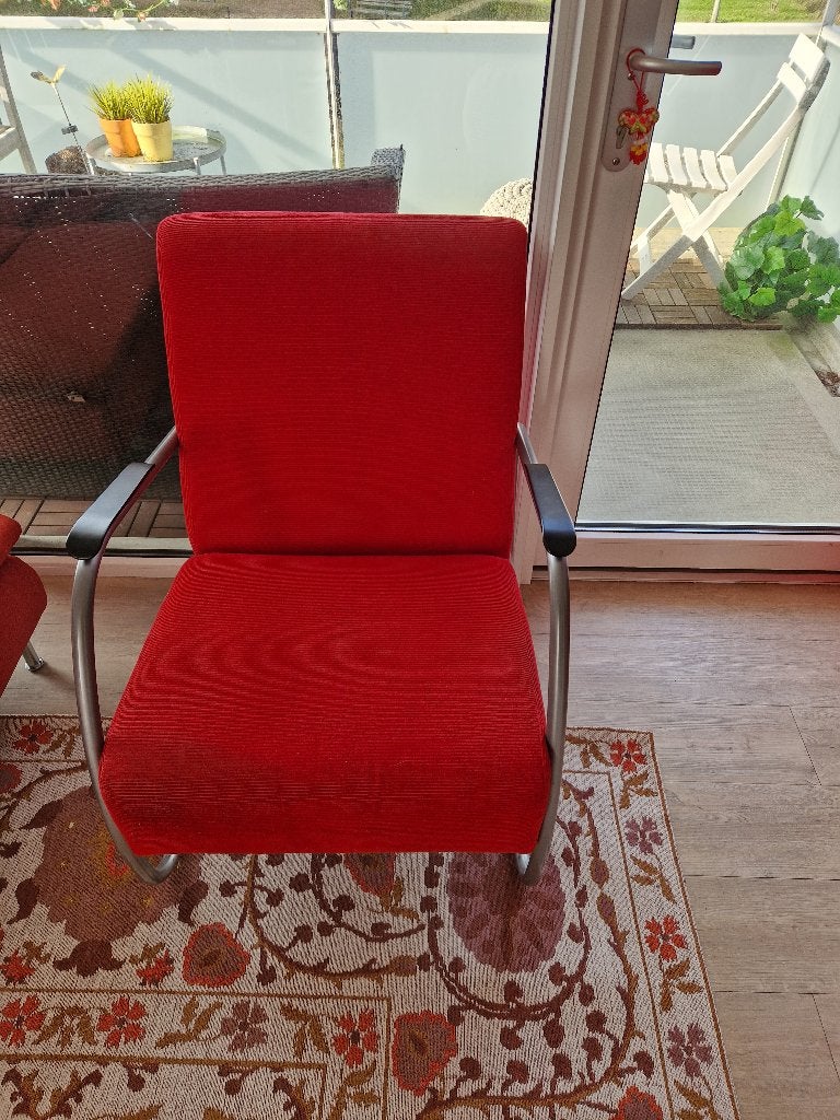 Gispen-stijl retro fauteuil, Ophalen, Gebruikt, 75 tot 100 cm, Metaal