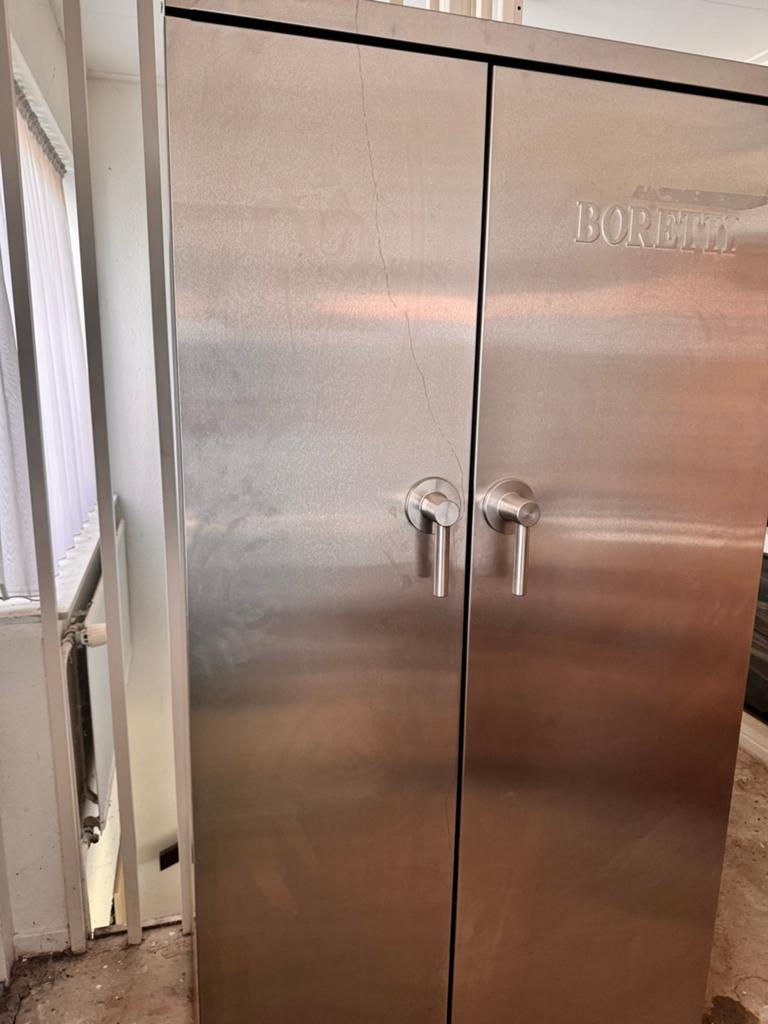 Boretti Amerikaanse Koelkast RVS met kluisdeuren, Witgoed en Apparatuur, Koelkasten en IJskasten, Ophalen, Gebruikt, 200 liter of meer