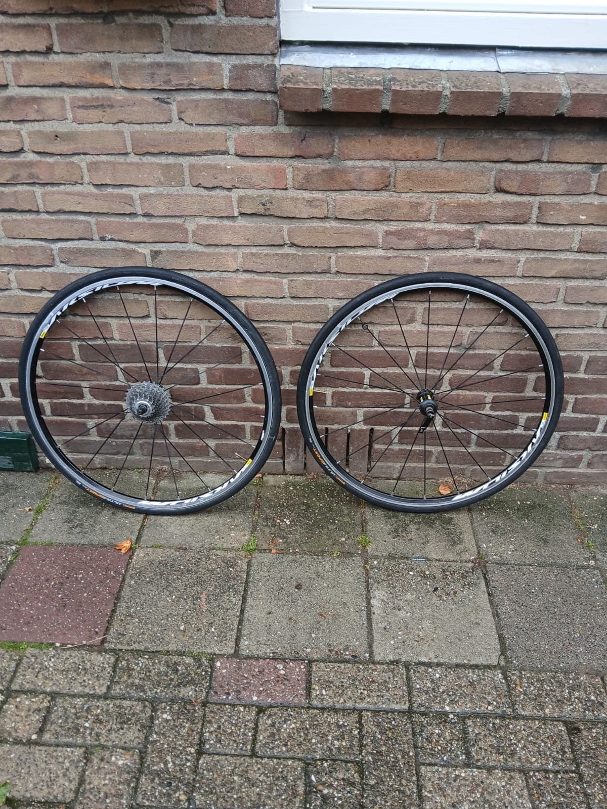 Wielset Racefiets Mavic Aksiums 10sp., Gebruikt, Mavic Ksyrium Elite voor Velgremmen., Aluminium, Racefiets