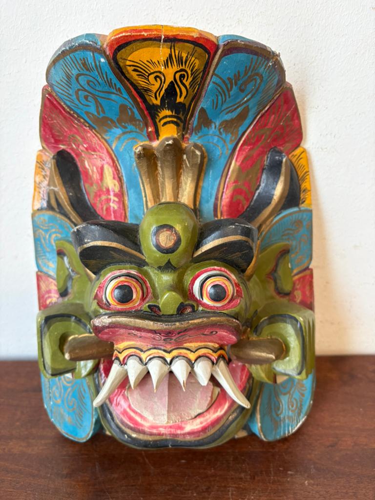 Barong masker hout bali, Houtsnijwerk, Ophalen of Verzenden, Handgemaakt, 20 - 50 cm