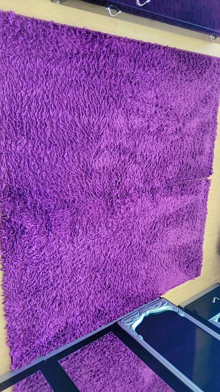 Paars hoogpolig vloerkleed - Zacht en comfortabel, Ophalen, Gebruikt, 100 tot 150 cm, 150 tot 200 cm
