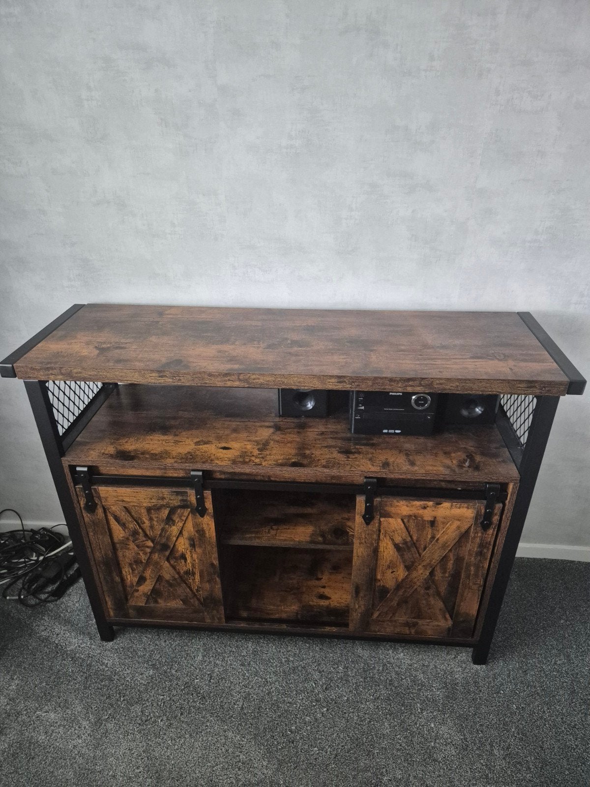 Houten kastje TV meubel dressoirs, Ophalen, 100 tot 150 cm, 25 tot 50 cm, Overige houtsoorten