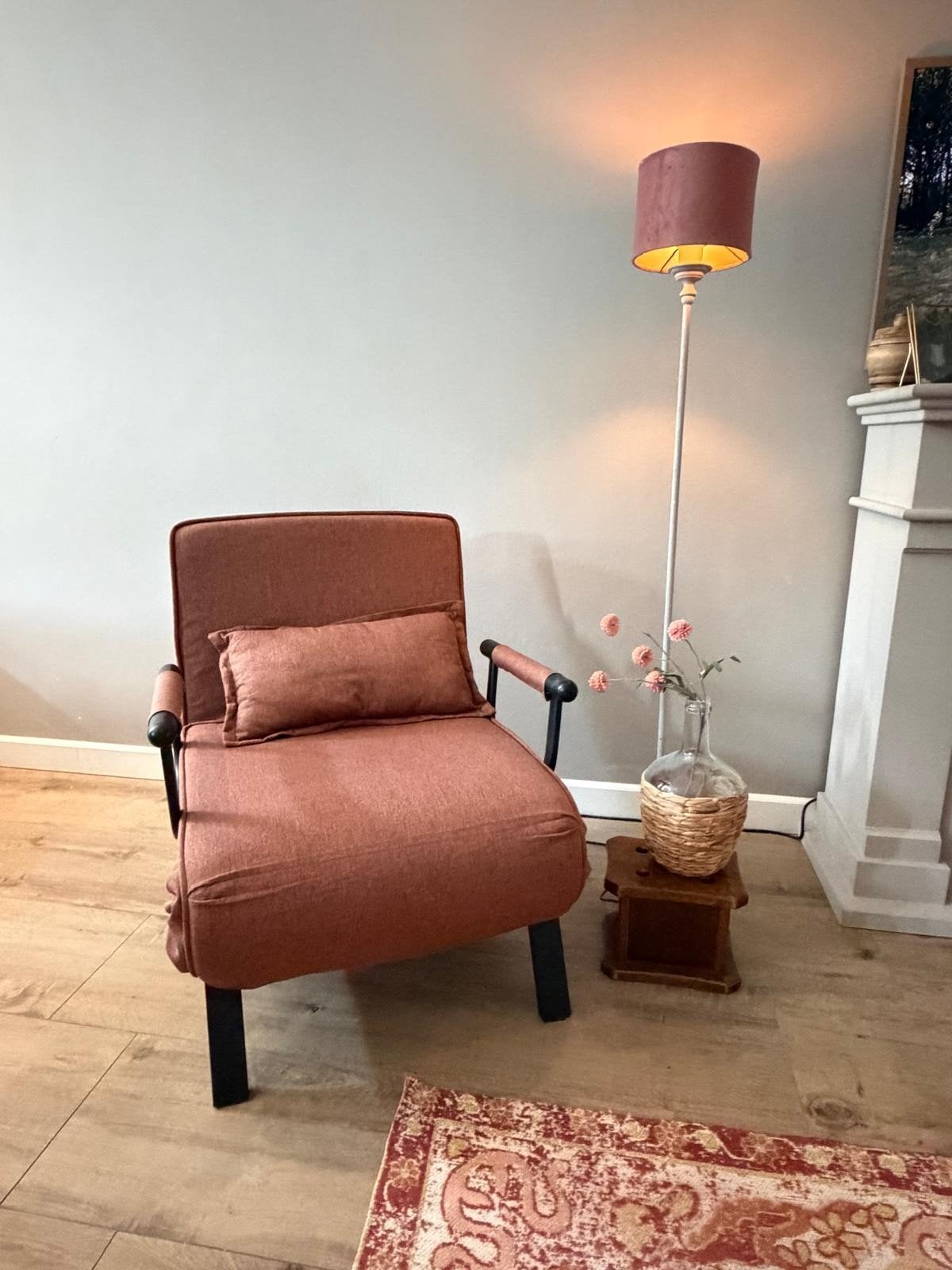 Luxe 3-in-1 stoel (normaal, ligstoel & slaapstoel), Ophalen, Zo goed als nieuw, Eenpersoons, Bruin