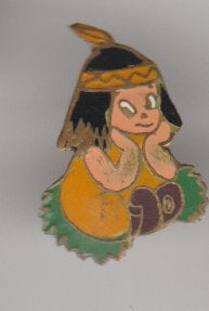 Hiawatta? strip-tekenfilm broche. vintage, Verzenden, Zo goed als nieuw, Overige onderwerpen