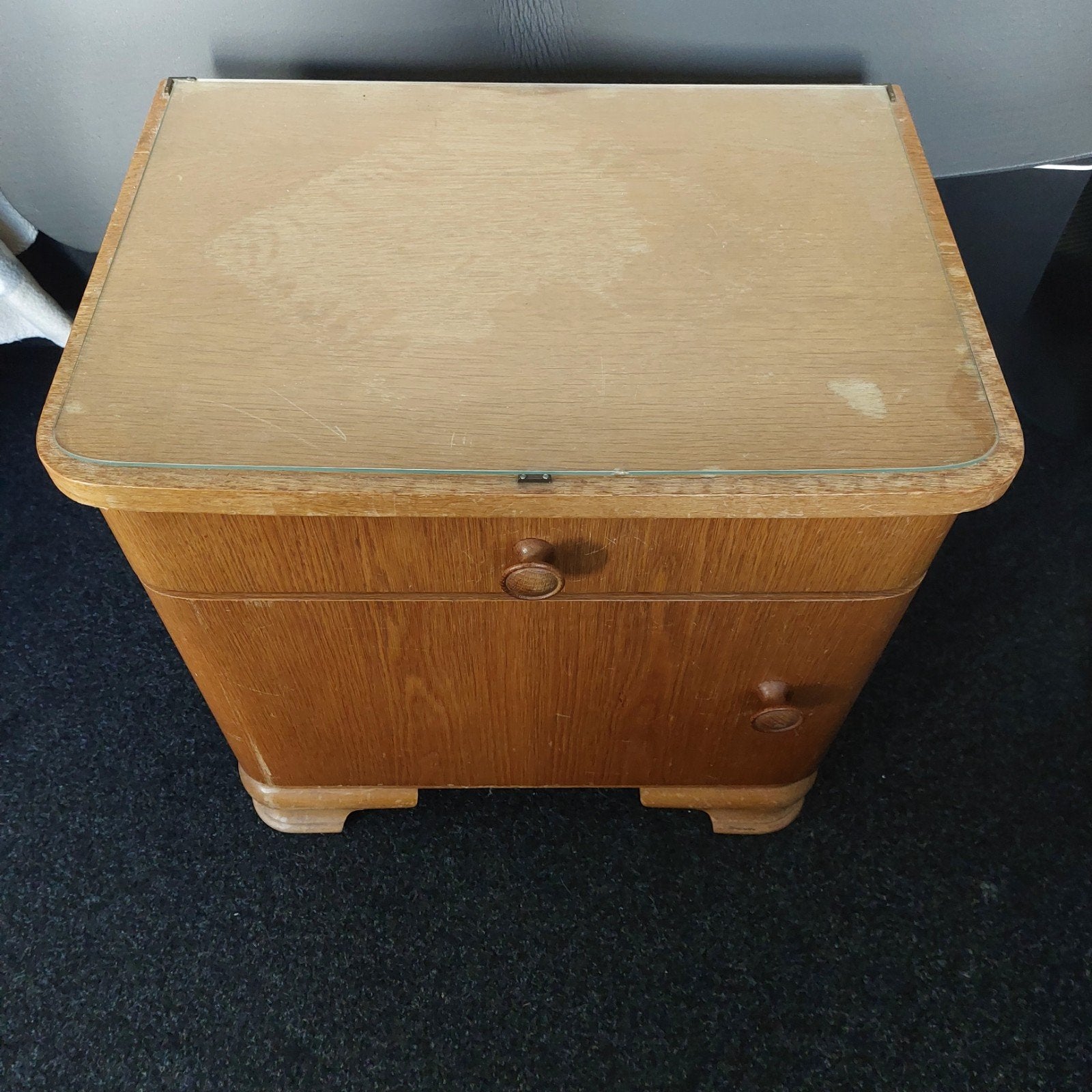 Vintage nachtkastje met lade en deurtje, Ophalen, Gebruikt, 45 tot 65 cm, Minder dan 55 cm