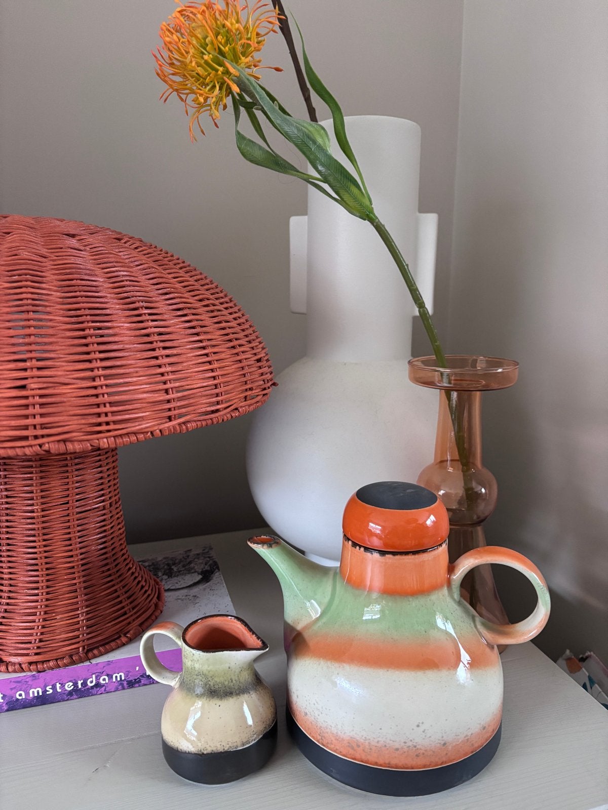 HKliving 70s Keramiek Theepot en Melkkan Set, Huis en Inrichting, Keuken | Servies, Overige merken, Keramiek, Vintage, Nieuw
