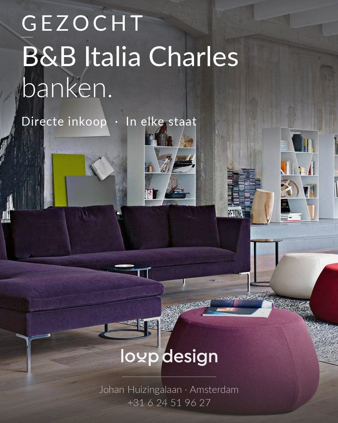 GEZOCHT | B&B Italia Charles | Directe Inkoop | Elke Staat, Hoekbank, 300 cm of meer, Ophalen of Verzenden, Zo goed als nieuw