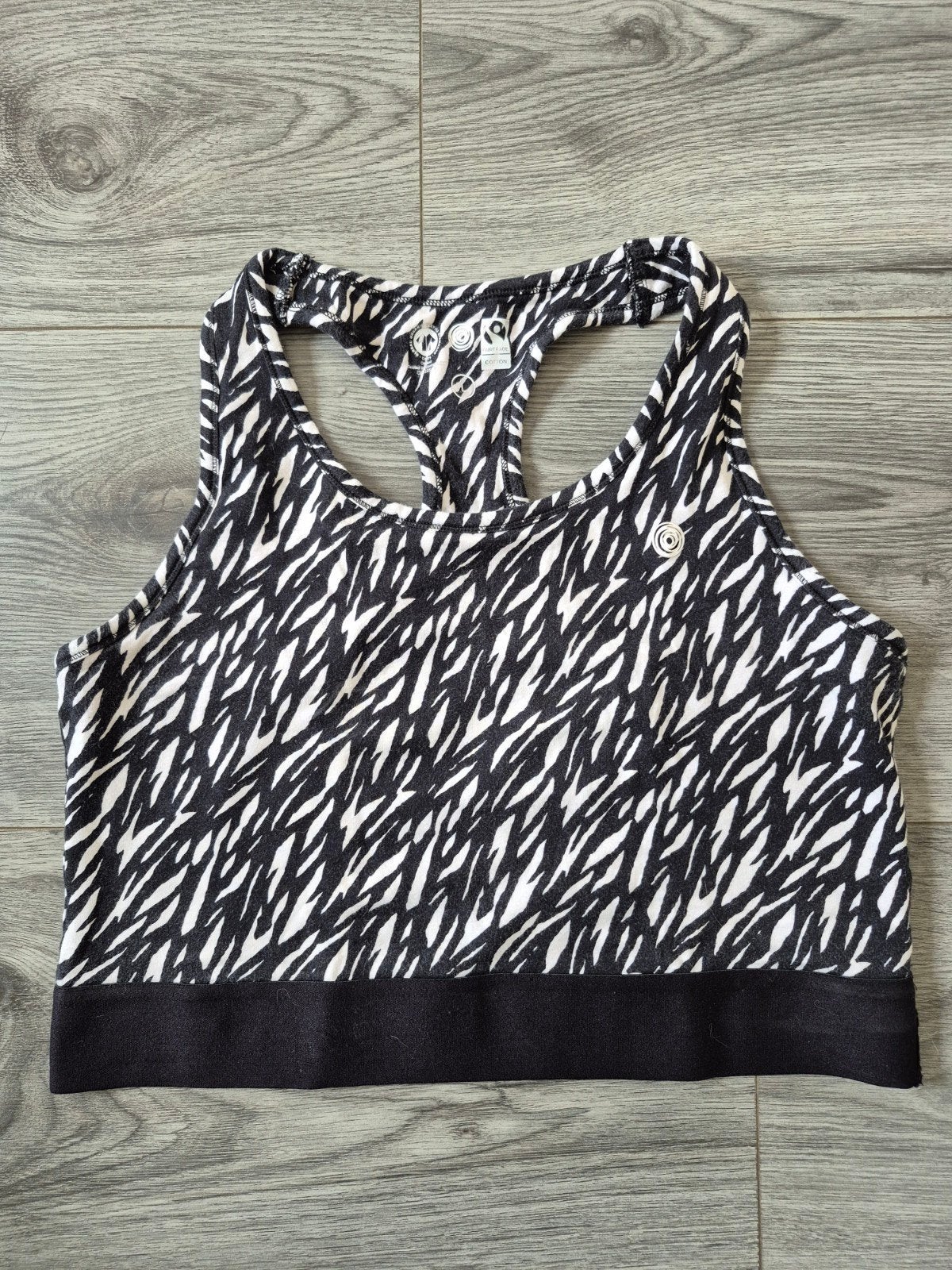 Sporttop met zebraprint - Fairtrade katoen, Zwart, Maat 42/44 (L), Ophalen of Verzenden, Onbekend