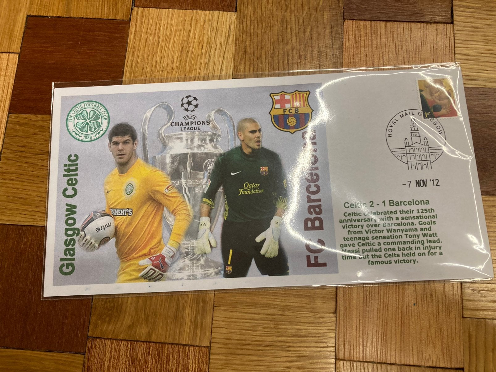 voetbal enveloppe celtic barcelona champ league 2012, Verzamelen, Ophalen of Verzenden, Zo goed als nieuw, Buitenlandse clubs