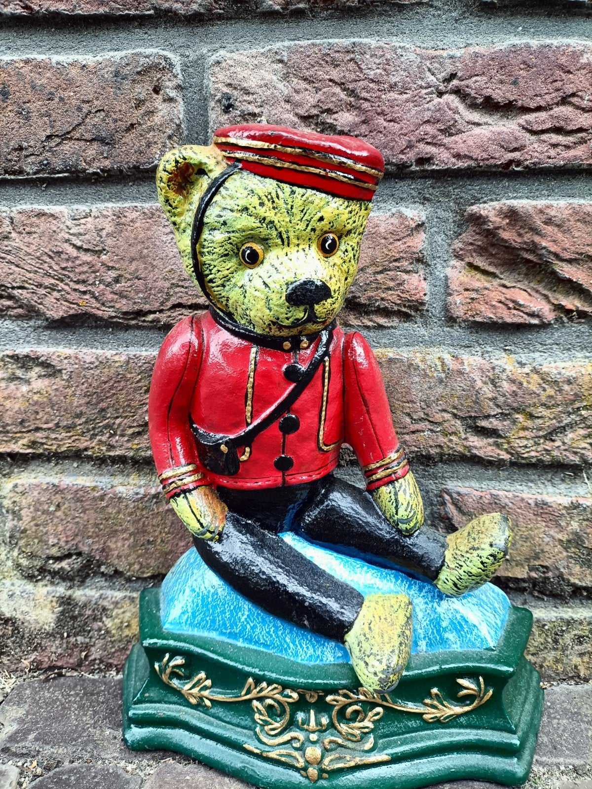 Vintage gietijzeren deur stopper. Piccolo teddy beer., Ophalen