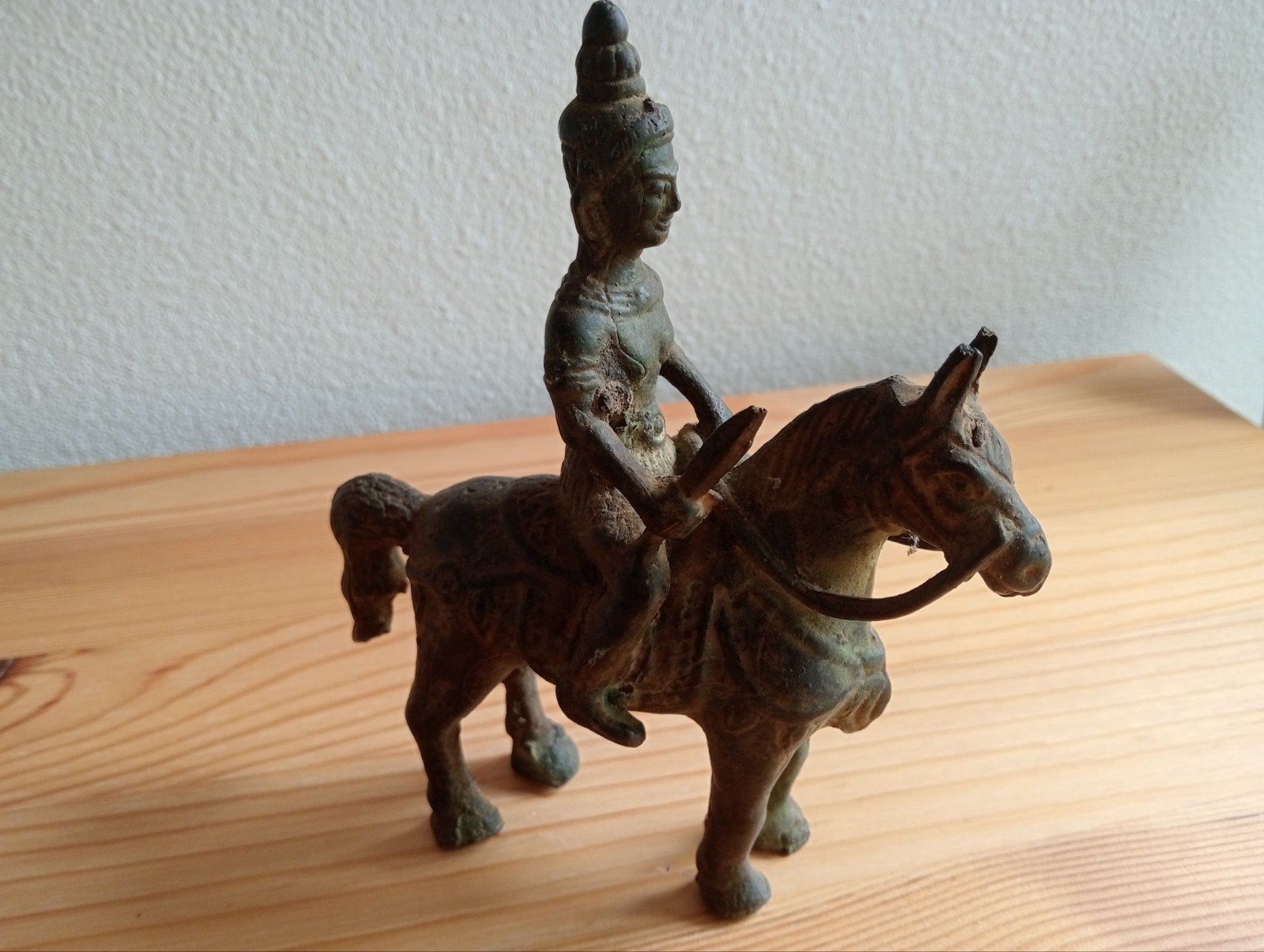 Indiase Dokra ruiter te paard, Ophalen, Minder dan 20 cm, Beeld, Klassiek