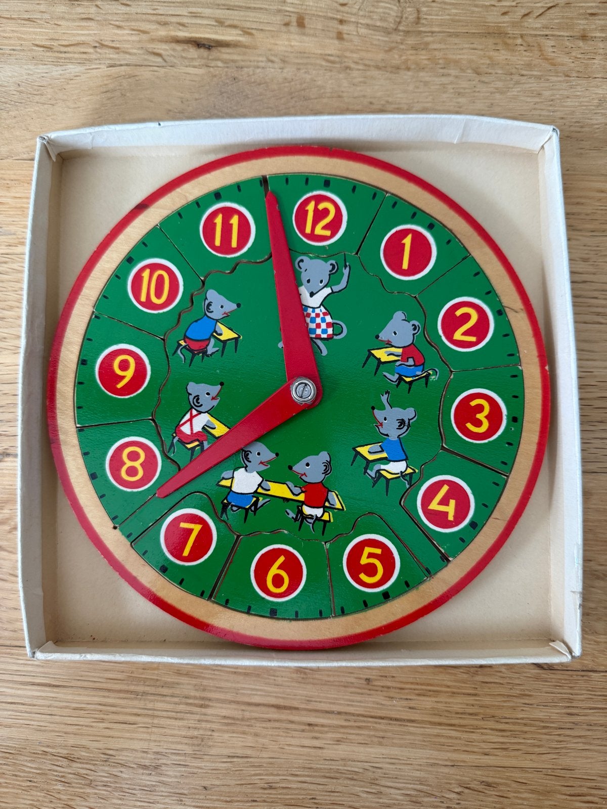 Vintage Simplex Toys Houten Puzzelklok - Leren Klokkijken, Ophalen of Verzenden, Gebruikt, Puzzelen