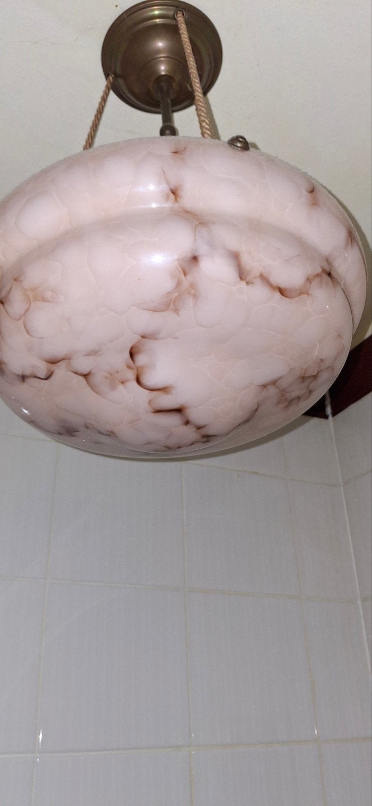 Vintage opaline hanglamp - marmerlook, Ophalen