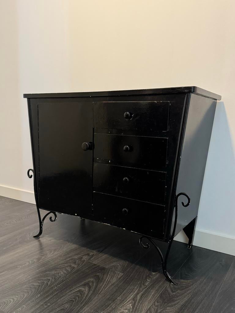 Designer Ladekast Dressoir Zwart Retro, Ophalen, Gebruikt, 50 tot 100 cm, Met lade(s)