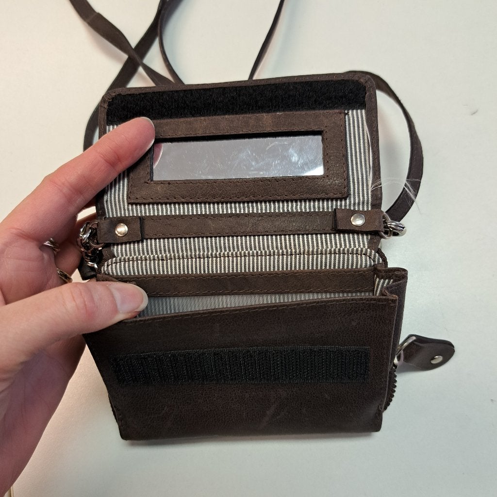 By Lou Lou donker grijze wallet tasje (afm: 14x10cm) 45379, ., By Lou Lou, Overige typen, Ophalen of Verzenden