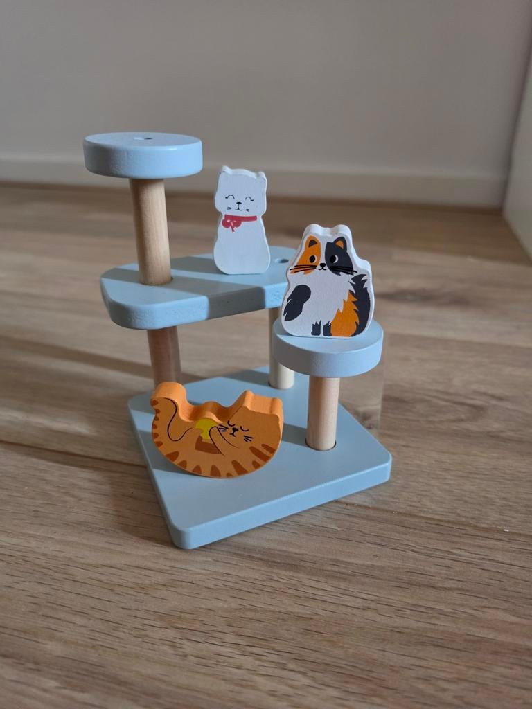 Houten speelset katjes poesjes, Ophalen of Verzenden, Zo goed als nieuw