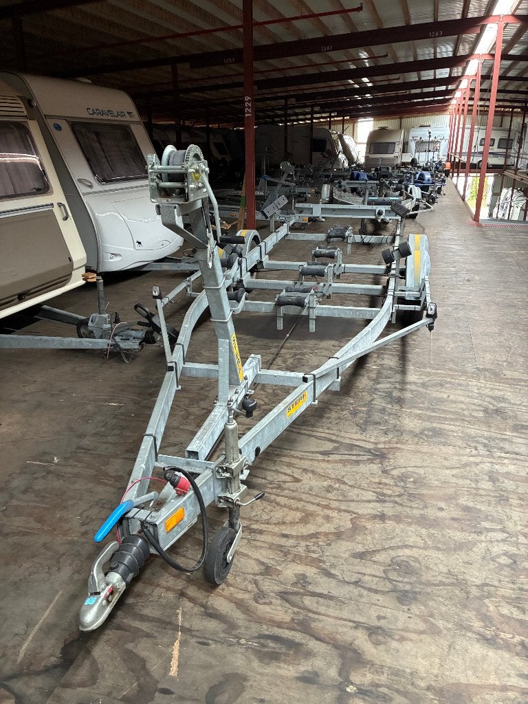 Dubbel as boottrailer 2000 kg, Watersport en Boten, Ophalen, Gebruikt, 1500 tot 3000 kg, Sloepentrailer