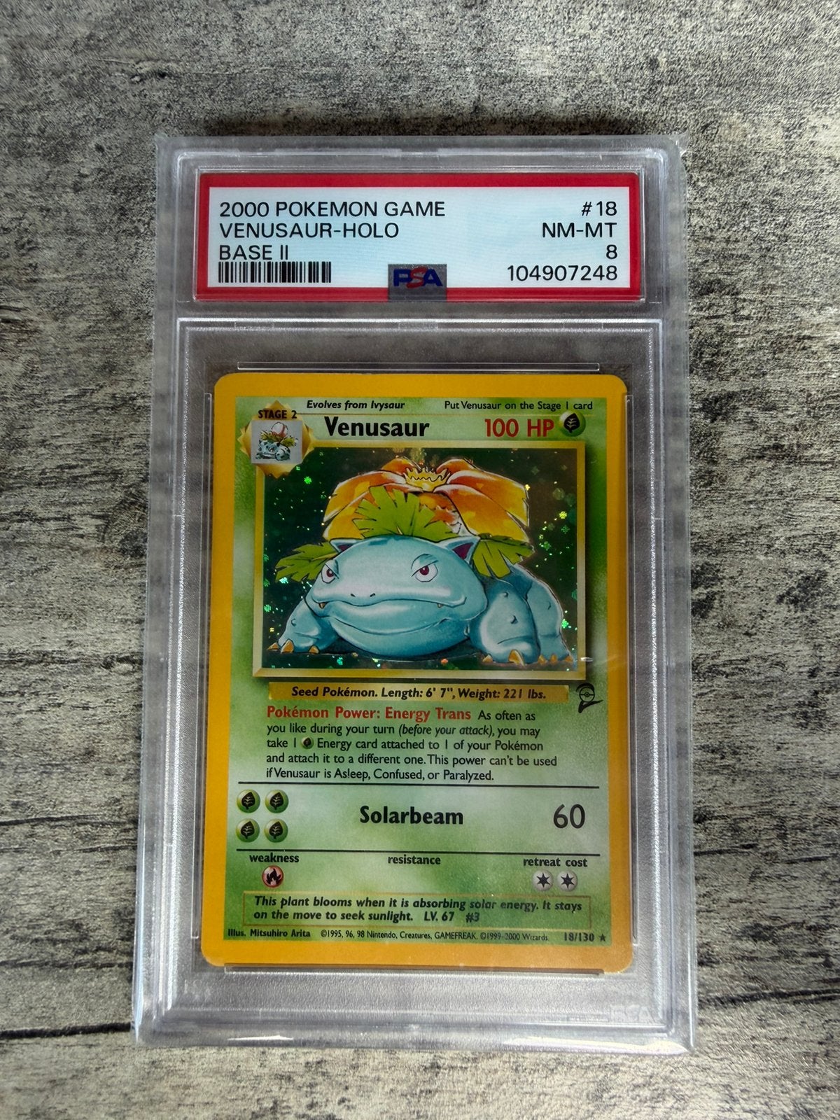 Venusaur holo , base set II PSA8, Hobby en Vrije tijd, Verzamelkaartspellen | Pokémon, Ophalen of Verzenden, Zo goed als nieuw