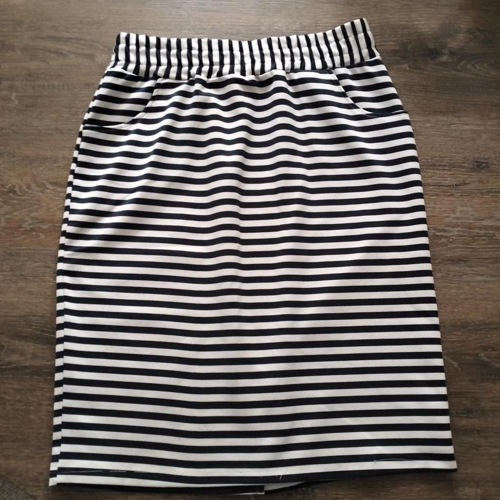 Rok zomer blauw wit gestreept mt m  boven knie, Maat 38/40 (M), Blauw, Ophalen of Verzenden, Gedragen