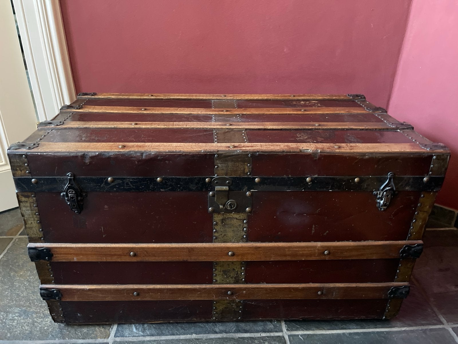 Antieke Reiskoffer / Scheepskoffer, Antiek en Kunst, Ophalen of Verzenden