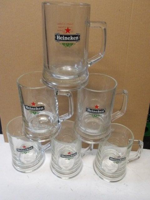 Heineken pullenset (nr.6) Glazen 6 st. 0.5 ltr, Ophalen of Verzenden, Nieuw, Pul(len), Heineken