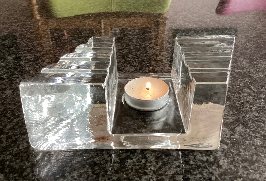 Waxinelichthouder, kristal, warmhoude, Georgehütte, vintage, Antiek en Kunst, Ophalen